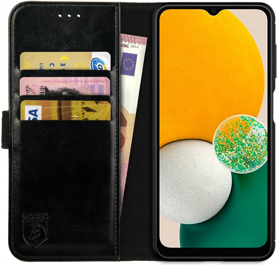 Rosso Element Hoesje Geschikt voor Samsung Galaxy A13 5G/A04s Book Cover Zwart