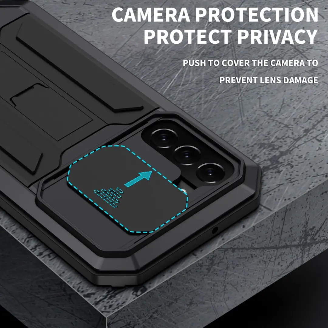 R-Just Sliding Camera Hoesje Samsung Galaxy S22 - Zwart