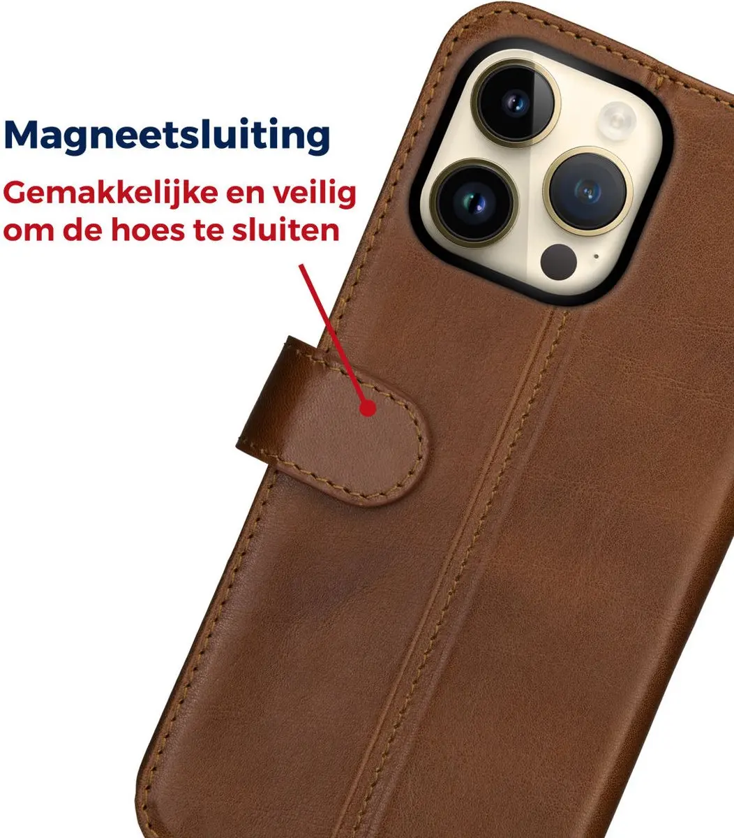Rosso Deluxe Book Case iPhone 14 Pro Max 139216 - 3 Pasjes - Bruin