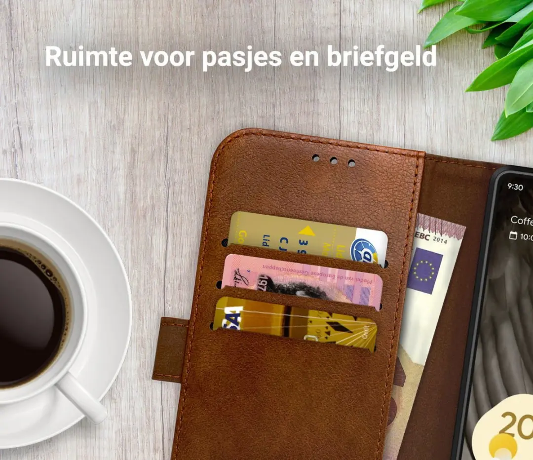 Rosso Element Book Case Wallet Pixel 7 - 3 Pasjes - Bruin