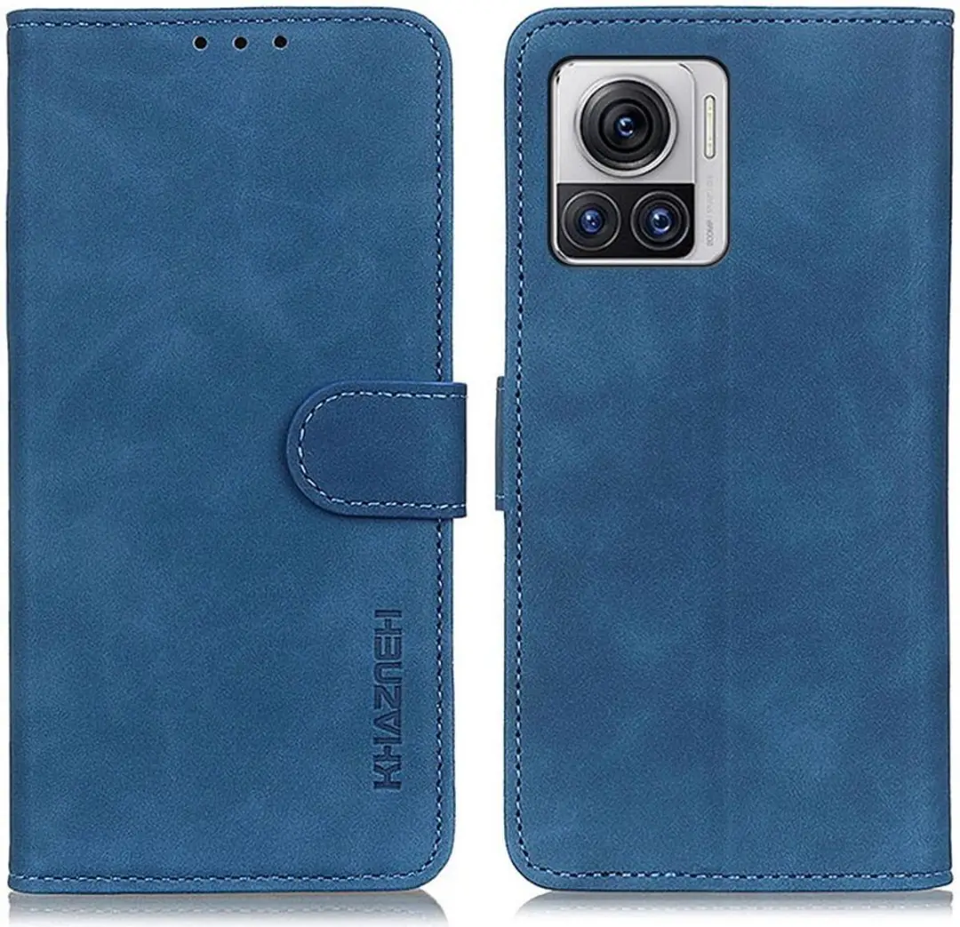 Khazneh Motorola Edge 30 Ultra Hoesje Blauw - 2 Pasjes