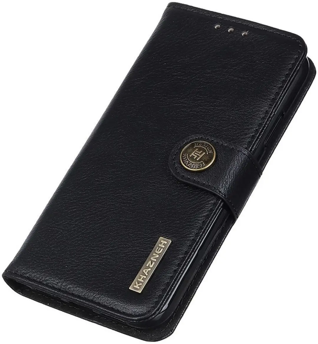 Khazneh Hoesje iPhone 14 Pro Book Case - 3 Pasjes - Zwart
