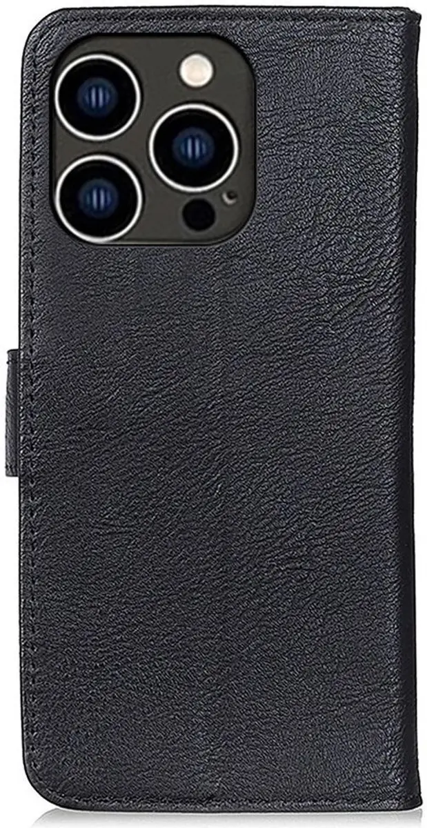Khazneh Hoesje iPhone 14 Pro Book Case - 3 Pasjes - Zwart