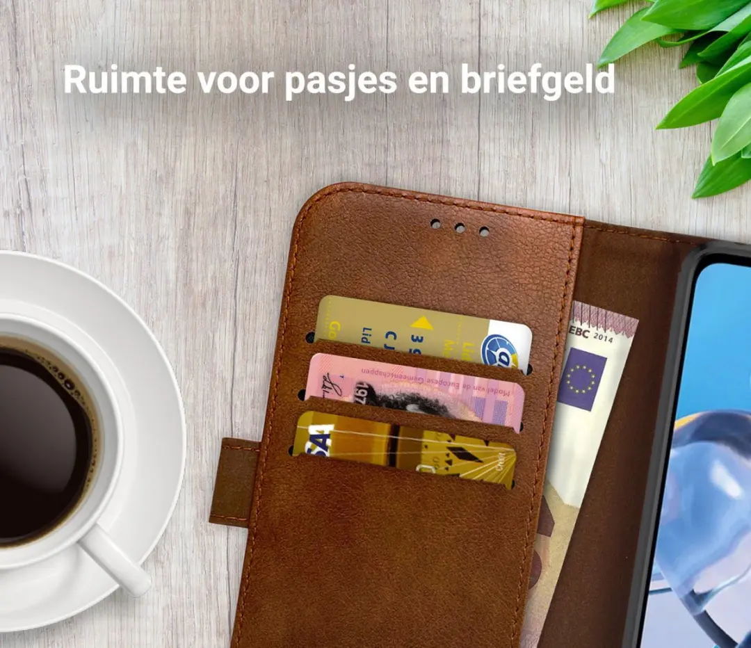 Rosso Element Book Case Wallet Motorola Moto E22/E22i - 3 Pasjes - Bruin