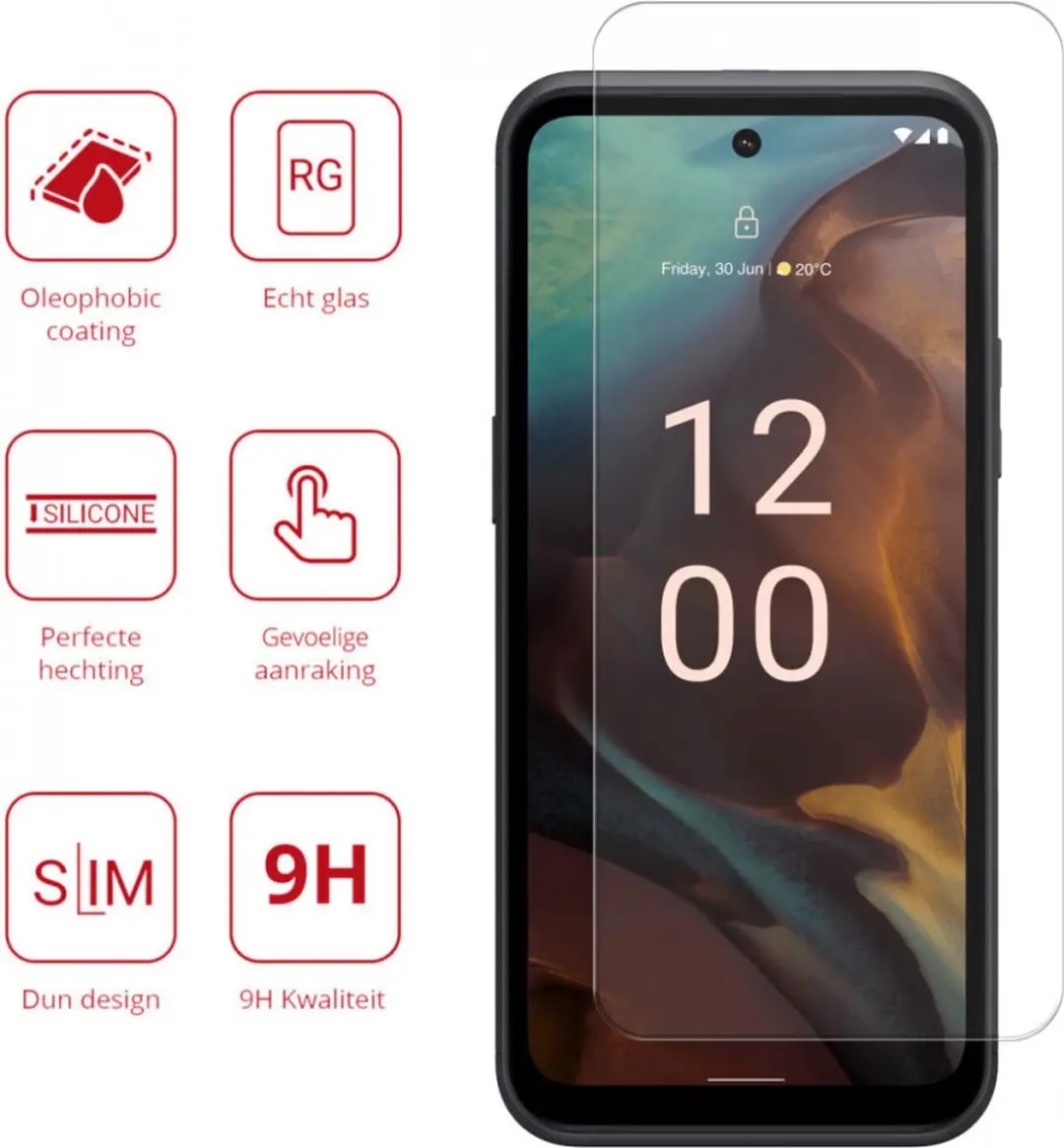 Rosso 9H Tempered Glass Screen Protector Nokia XR21 - 1 Stuk