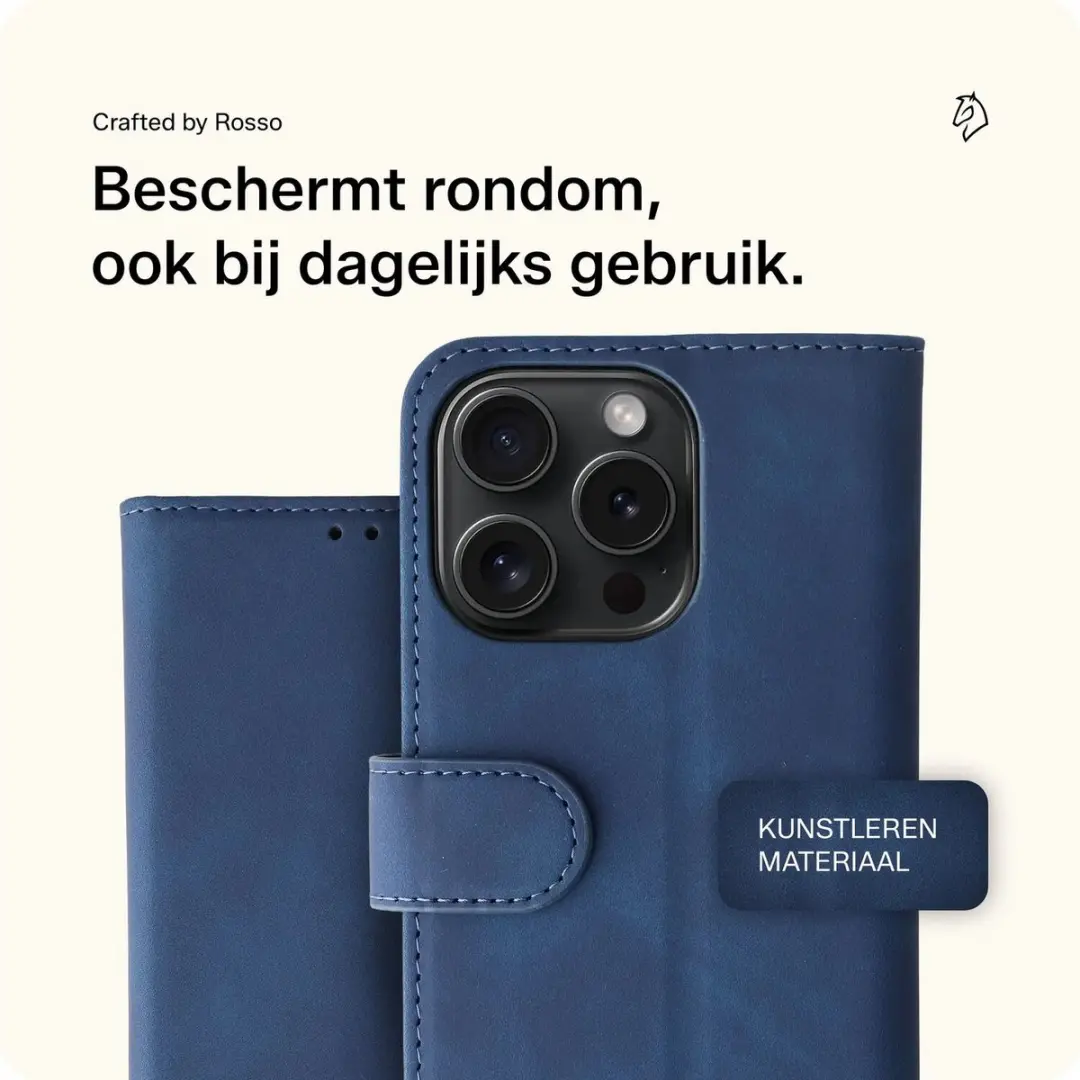 Rosso Element Book Case Wallet iPhone 15 Pro - 3 Pasjes - Blauw