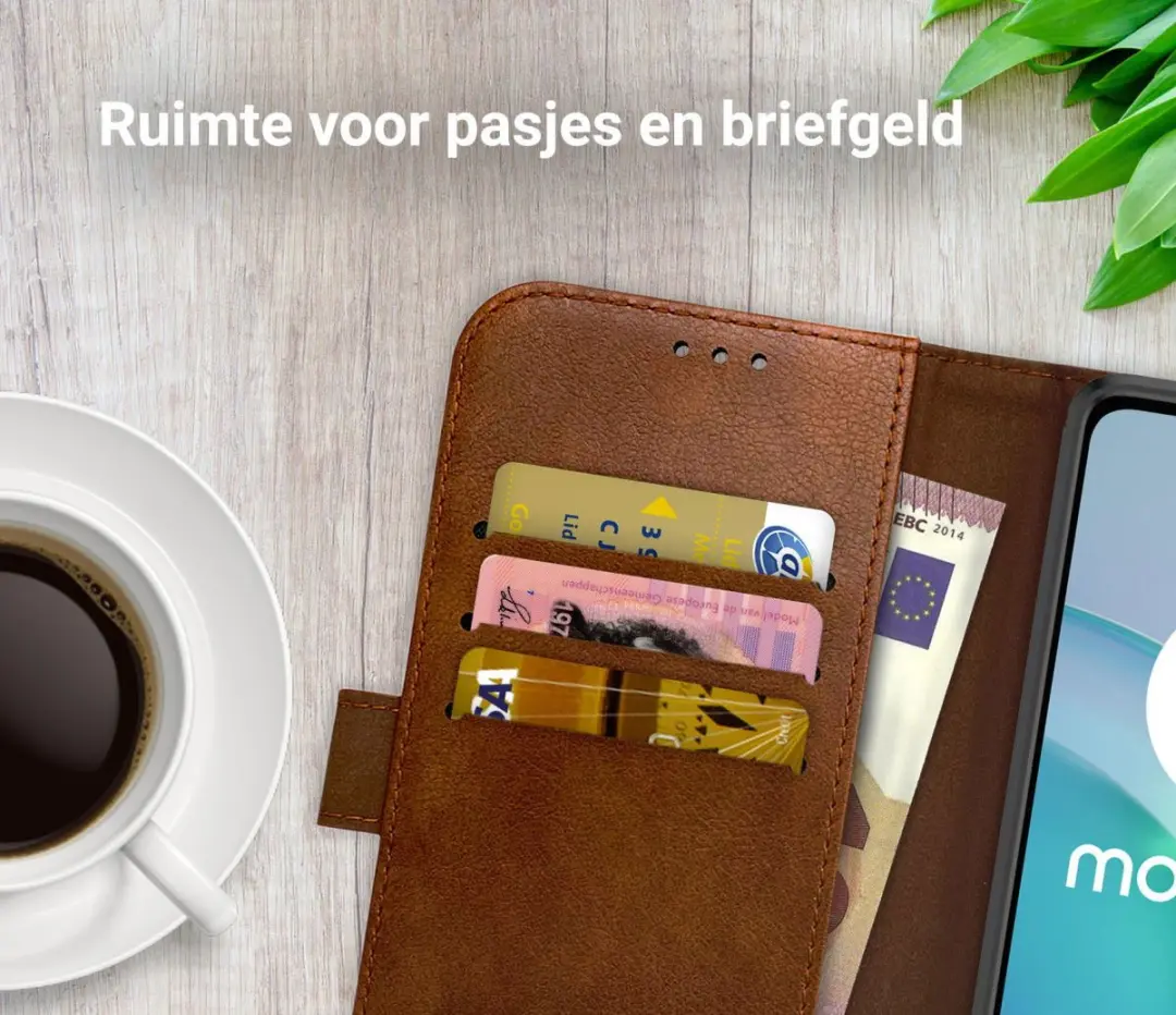 Rosso Element Book Case Wallet Moto G72 - 3 Pasjes - Bruin