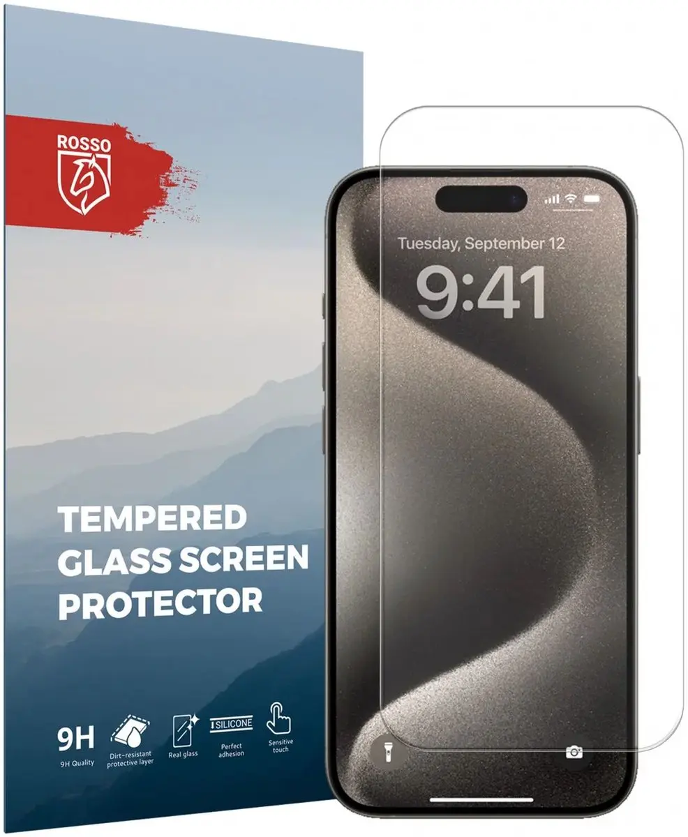 Rosso 9H Tempered Glass Screen Protector Geschikt voor Apple iPhone 15 Pro