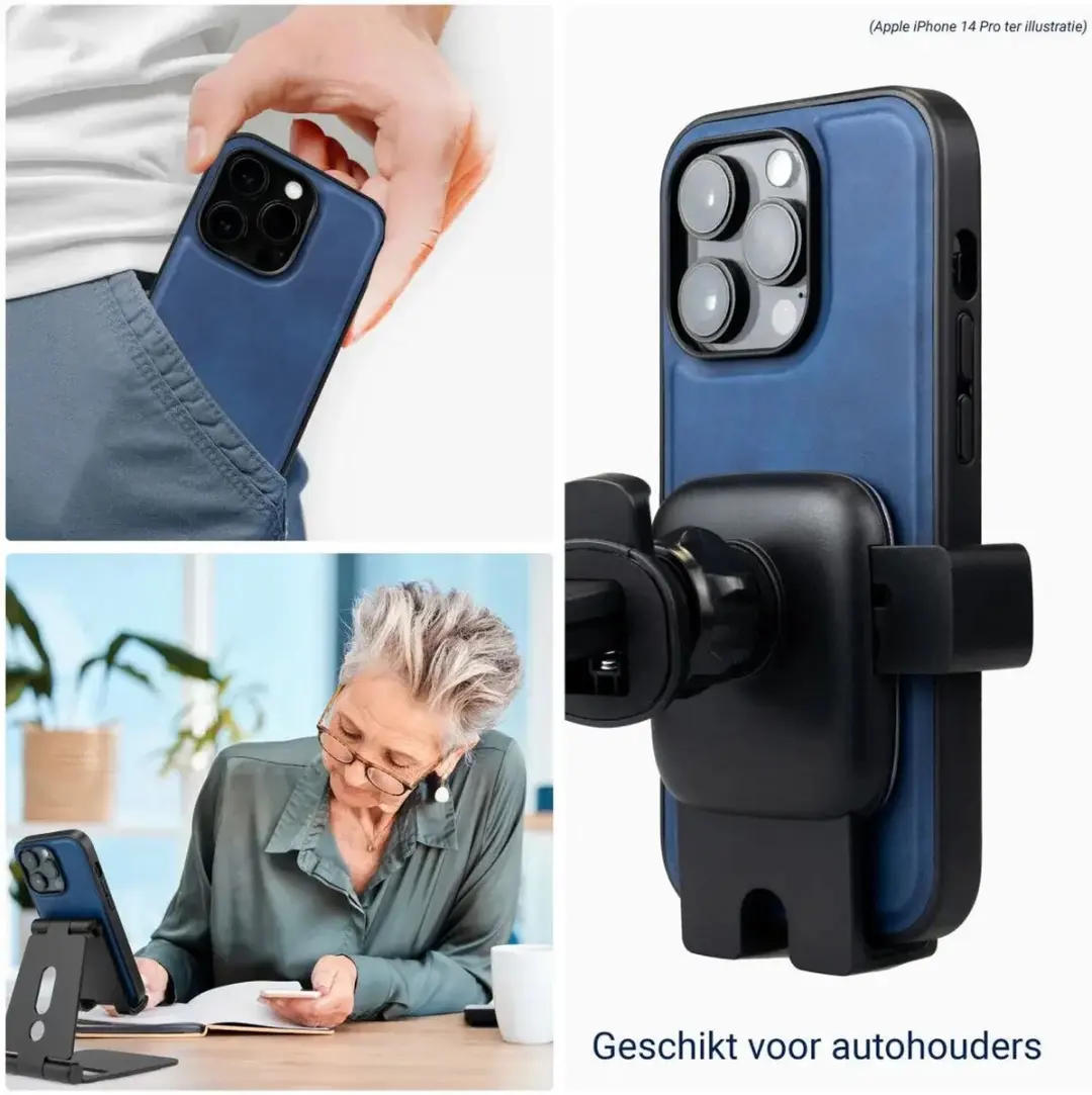 Rosso Element 2-in-1 Hoesje iPhone 15 Plus - 3 Pasjes - Blauw - afbeelding 6 van 6