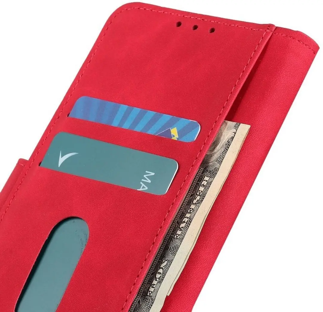 Khazneh Moto G72 Retro Wallet Hoesje - Rood