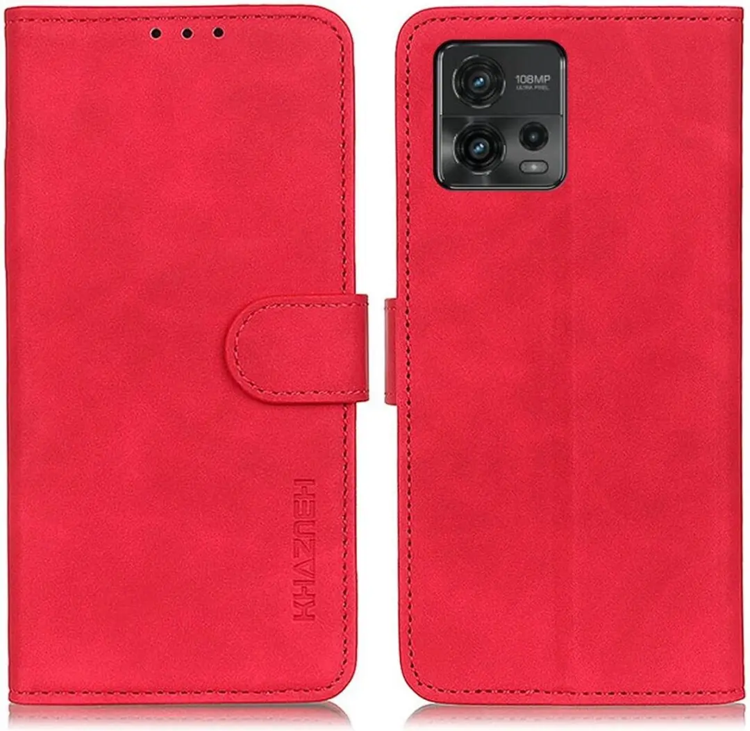 Khazneh Moto G72 Retro Wallet Hoesje - Rood