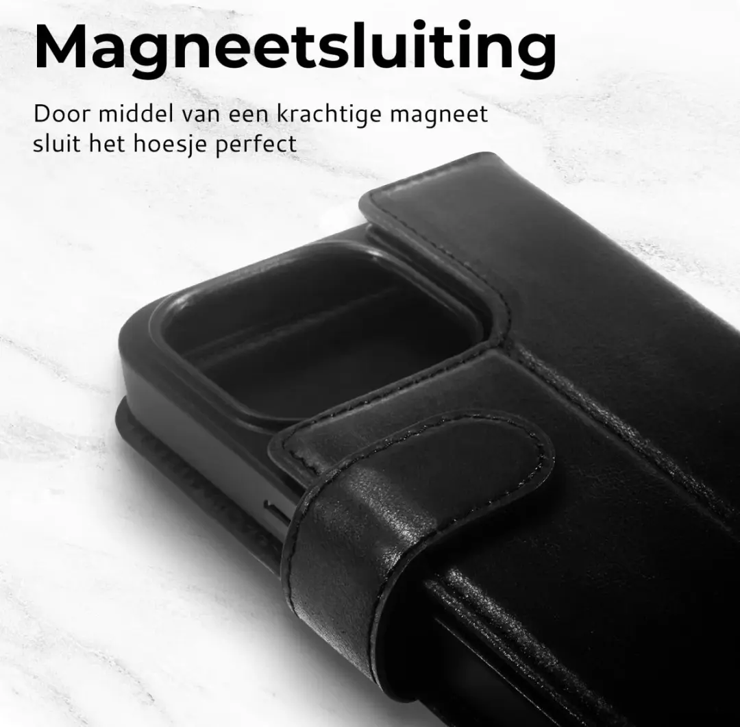 Rosso Elite 173741 Hoesje iPhone 15 Pro - MagSafe - 3 Pasjes - Zwart