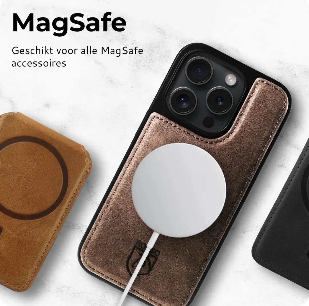 Rosso Elite 173744 Hoesje iPhone 15 Pro - Bruin - MagSafe