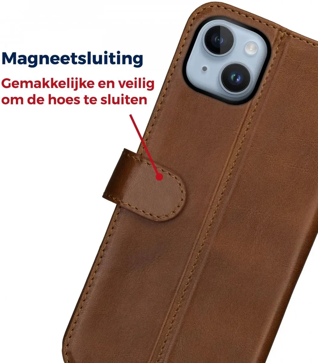 Rosso Deluxe Book Case iPhone 15 Plus - 3 Pasjes Bruin