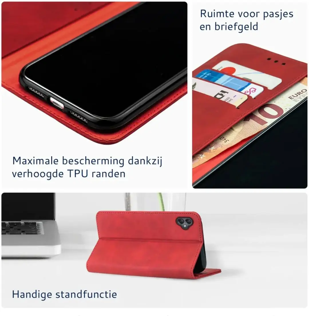 Rosso Element Book Case Wallet Samsung Galaxy A05 - 3 Pasjes - Rood