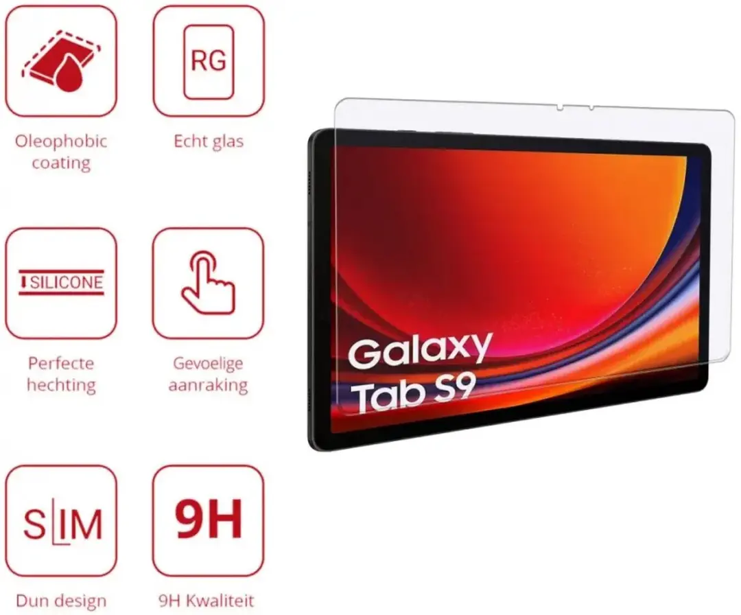 Rosso 177638 Tempered Glass - Samsung Galaxy Tab S9/S9 FE - 9H - Transparant