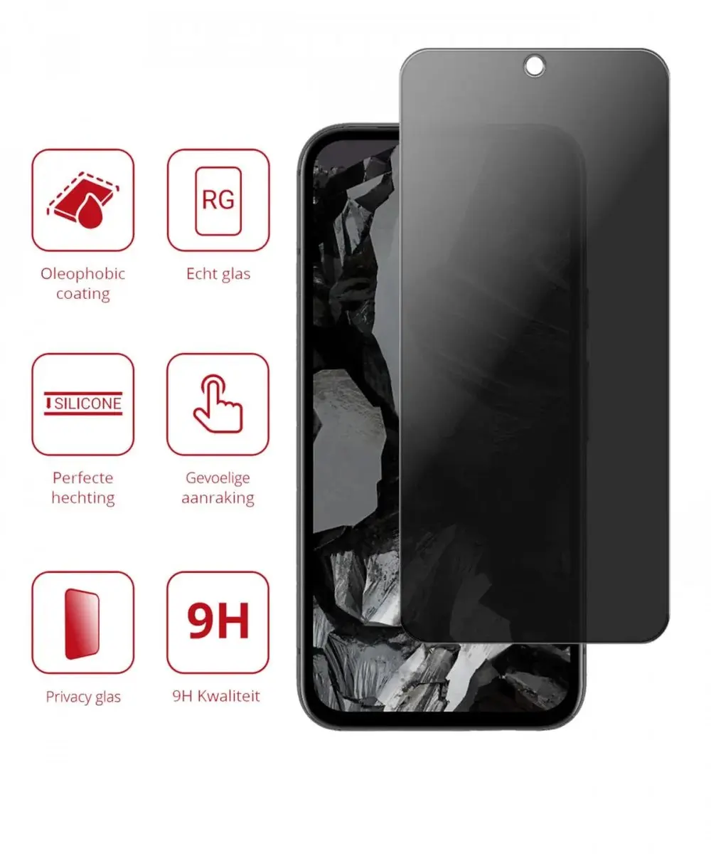 Rosso Privacy Screen Protector Google Pixel 8a - 9H Glas - Case Friendly