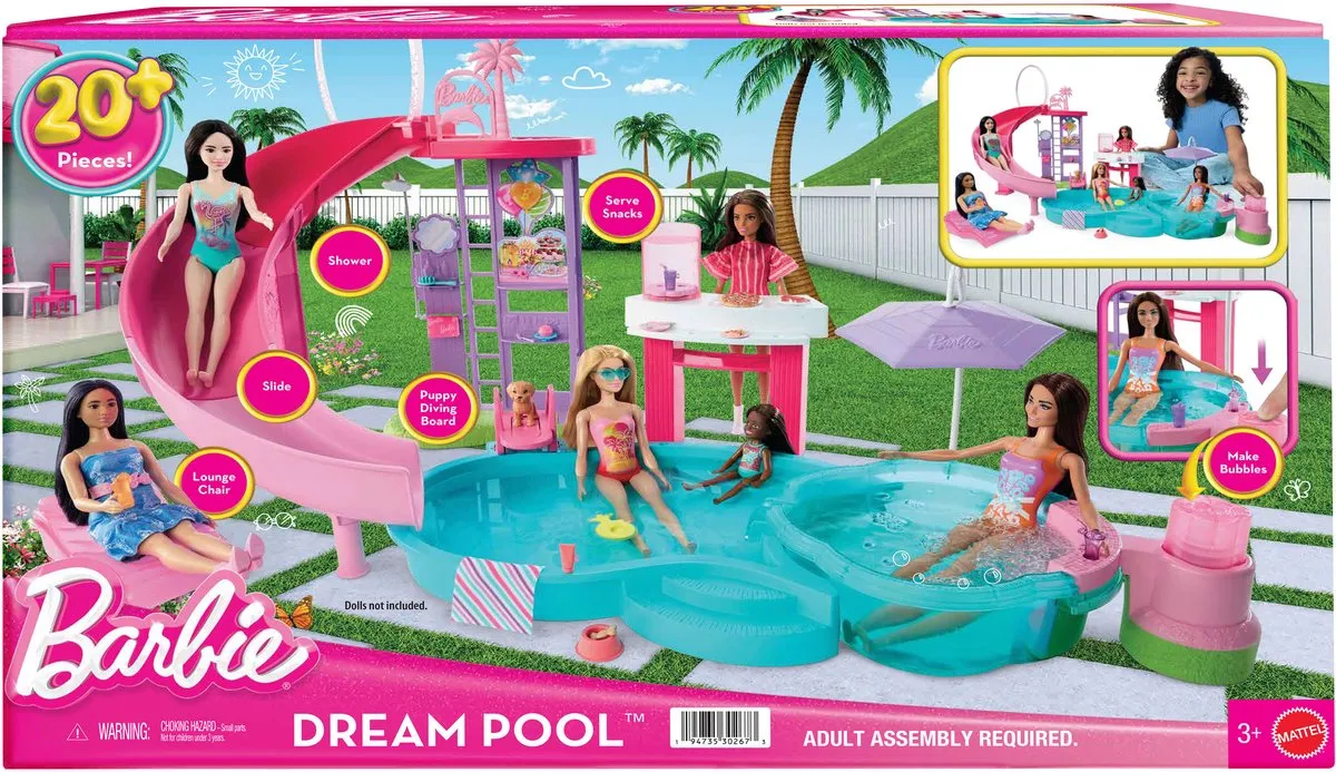 Barbie Droomzwembad Speelset - Multicolor - 6 Meubels