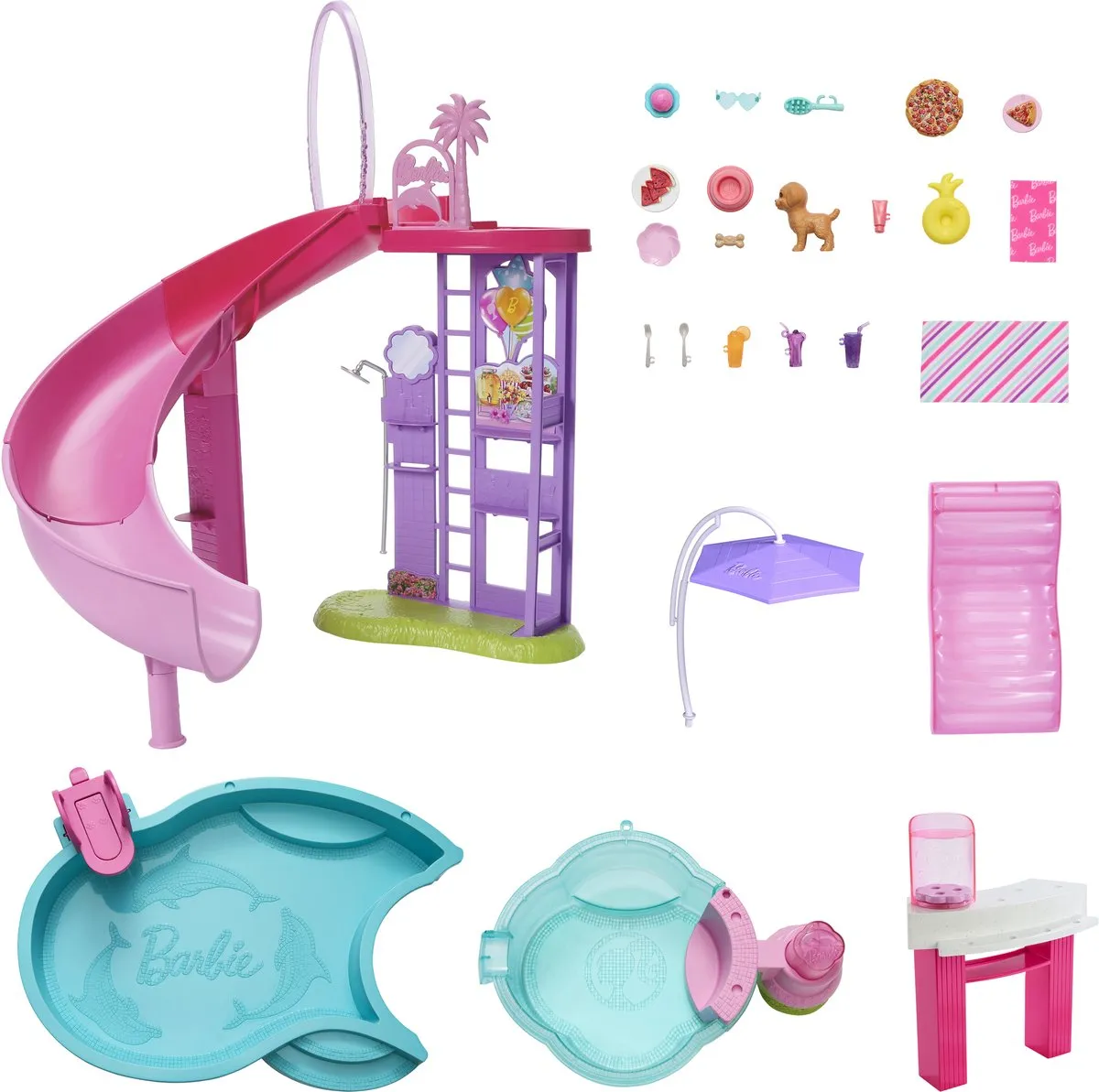 Barbie Droomzwembad Speelset - Multicolor - 6 Meubels