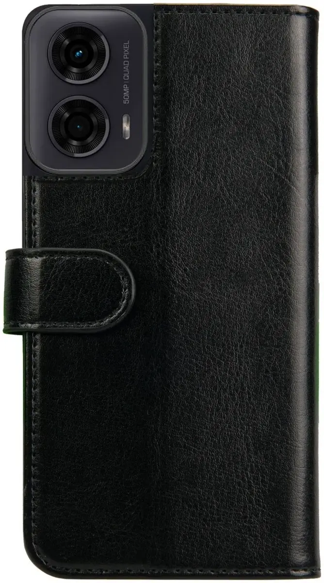 Rosso Element Wallet Book Case Moto G24 - 3 Pasjes - Zwart