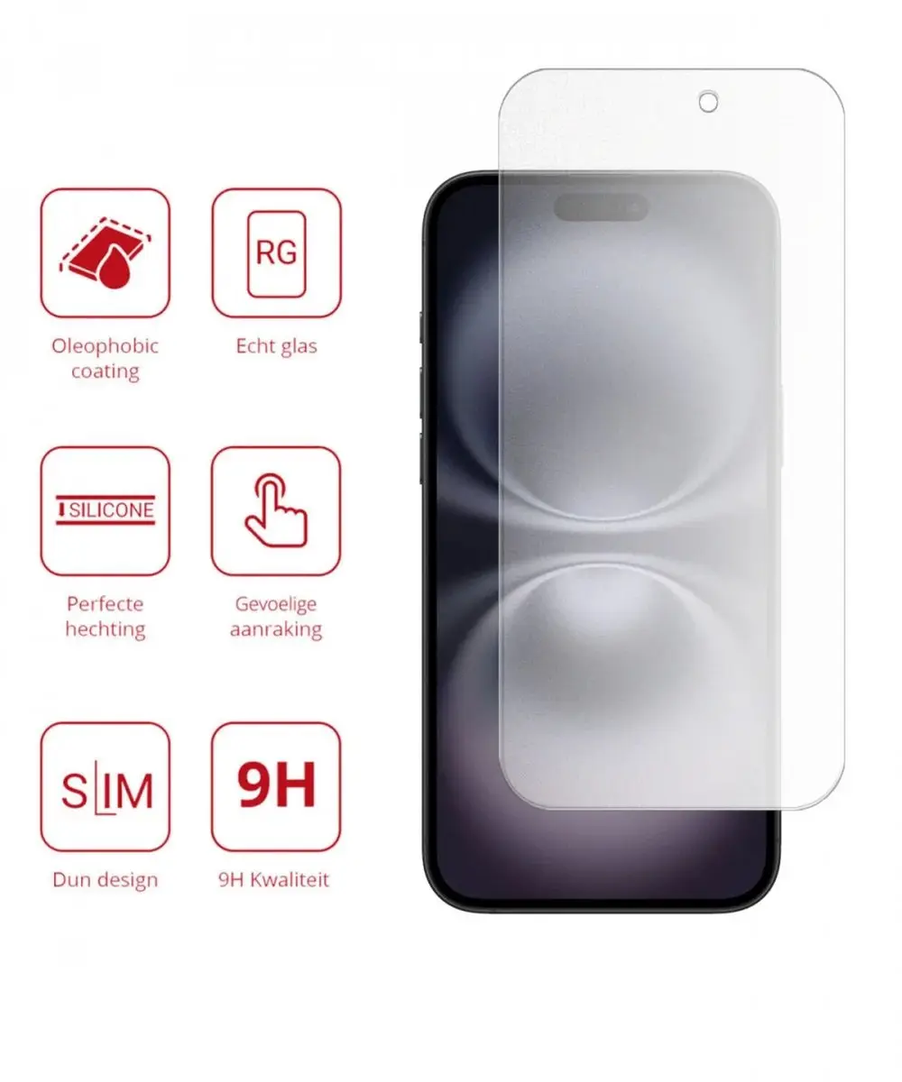 Rosso Anti-Reflectie Tempered Glass iPhone 16 Plus - 1 Stuk