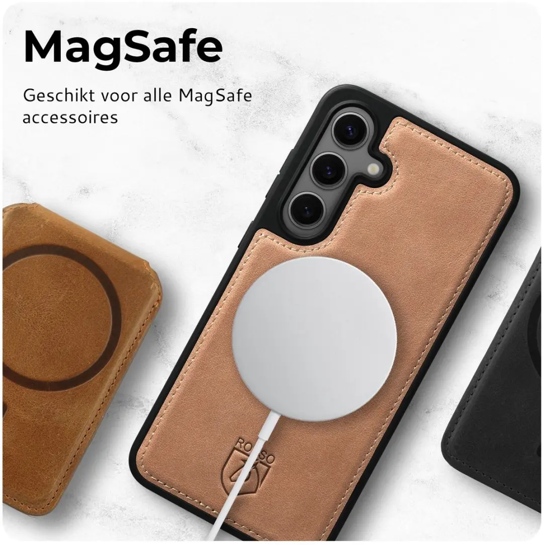 Rosso Elite 198350 Hoesje Samsung Galaxy S24 FE - Lichtbruin - MagSafe