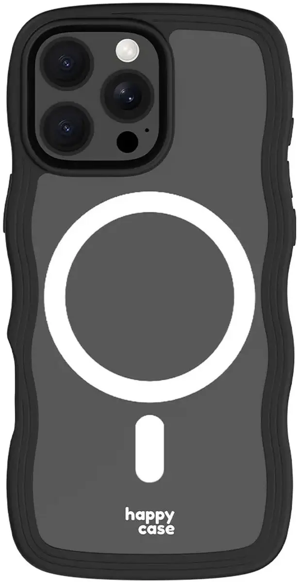 HappyCase Wavy Hoesje iPhone 16 Pro - Transparant Zwart