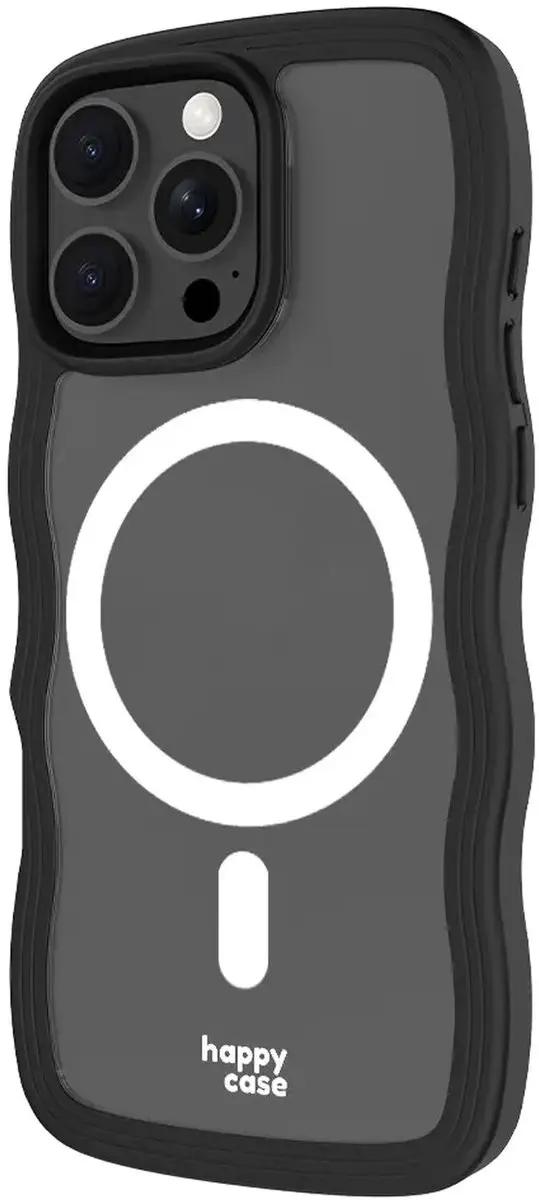 HappyCase Wavy Hoesje iPhone 16 Pro - Transparant Zwart
