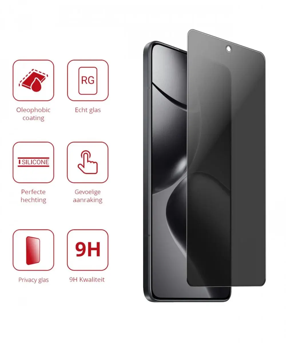 Rosso Privacy Screen Protector Xiaomi 14T Pro - 9H Glas - Case Friendly