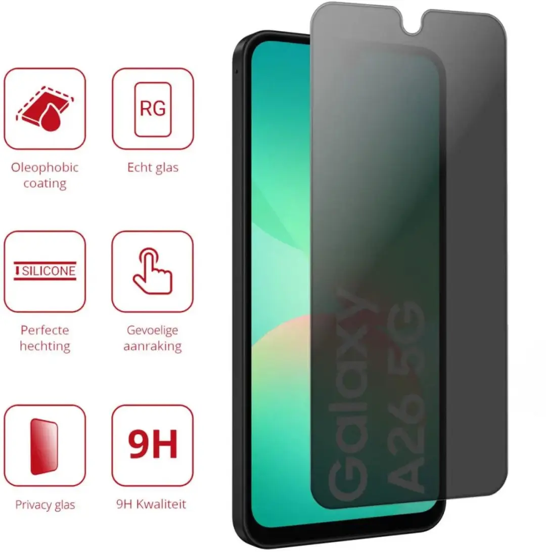 Rosso Privacy Screen Protector Samsung Galaxy A26 - 9H Glas