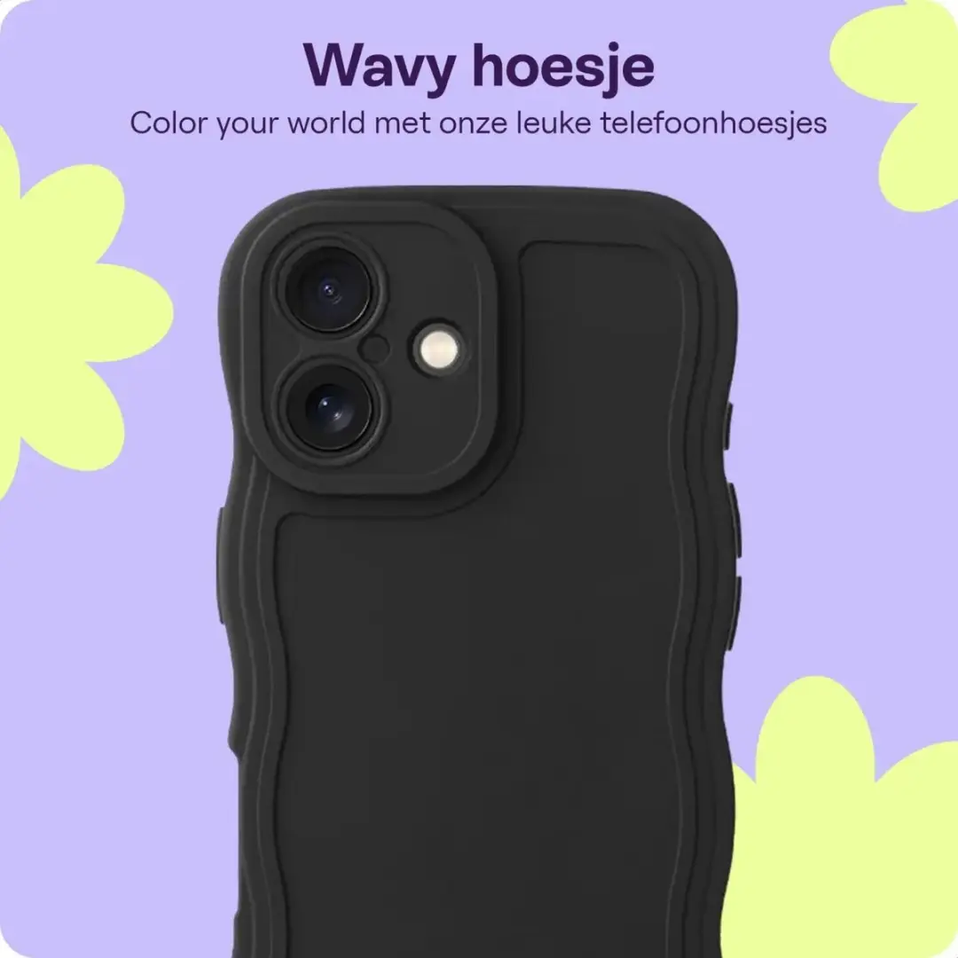 HappyCase Wavy Hoesje iPhone 16 - Zwart