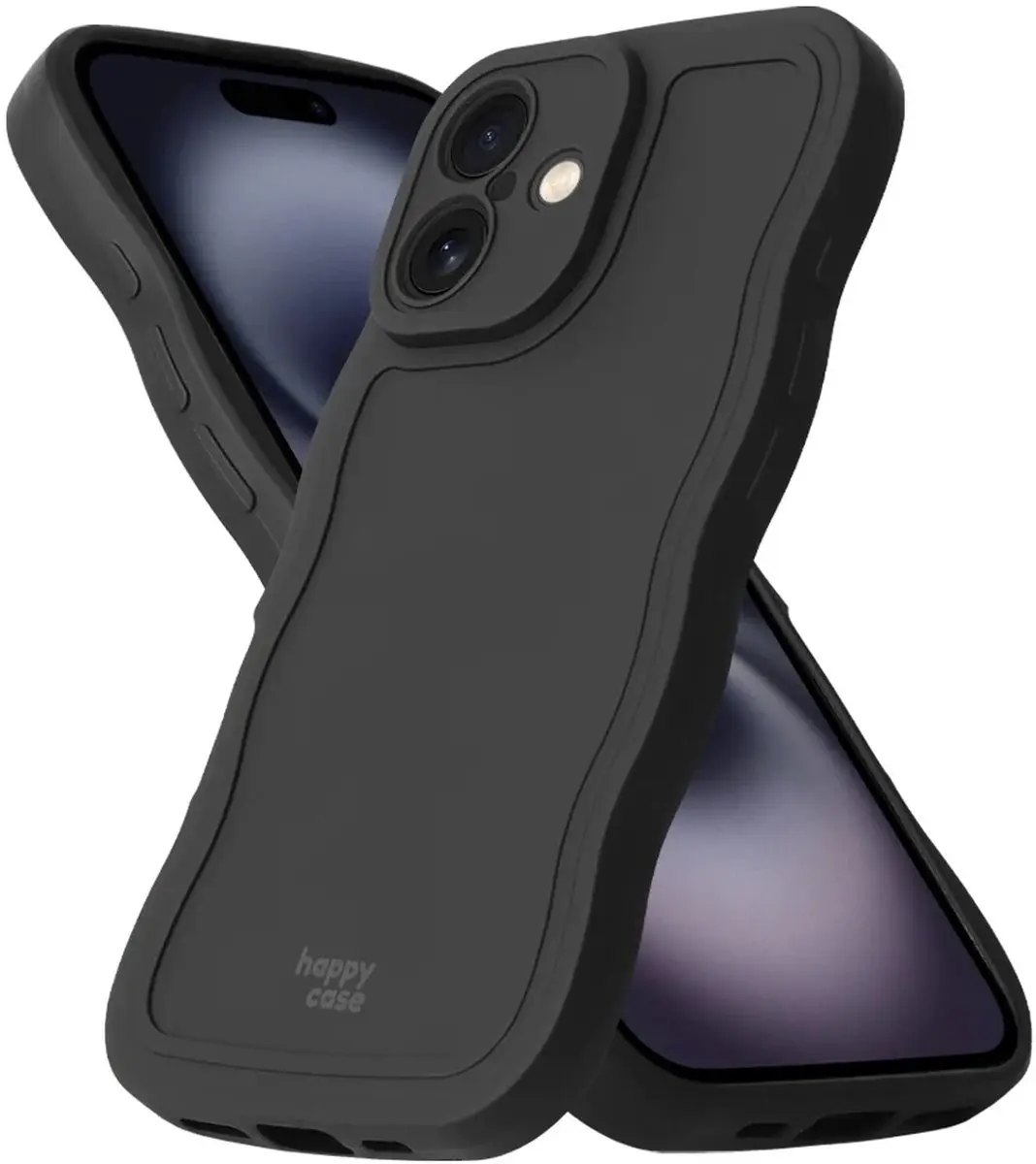 HappyCase Wavy Hoesje iPhone 16 - Zwart