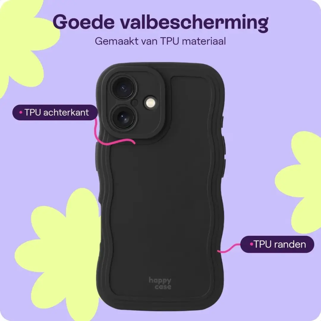 HappyCase Wavy Hoesje iPhone 16 - Zwart