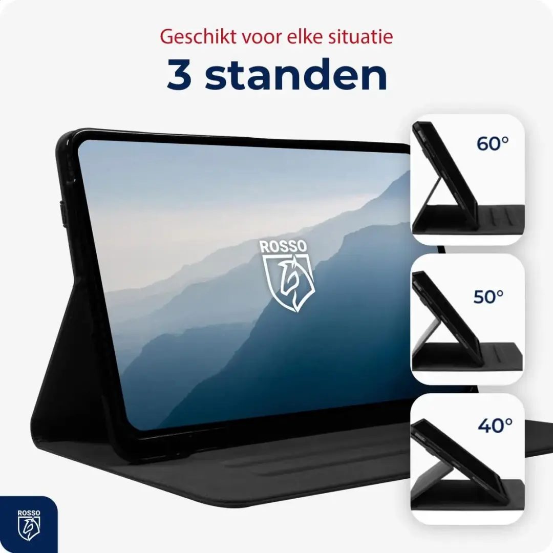 Rosso Deluxe Hoes iPad Pro 11 2024/2025 - Zwart Leer - Penhouder