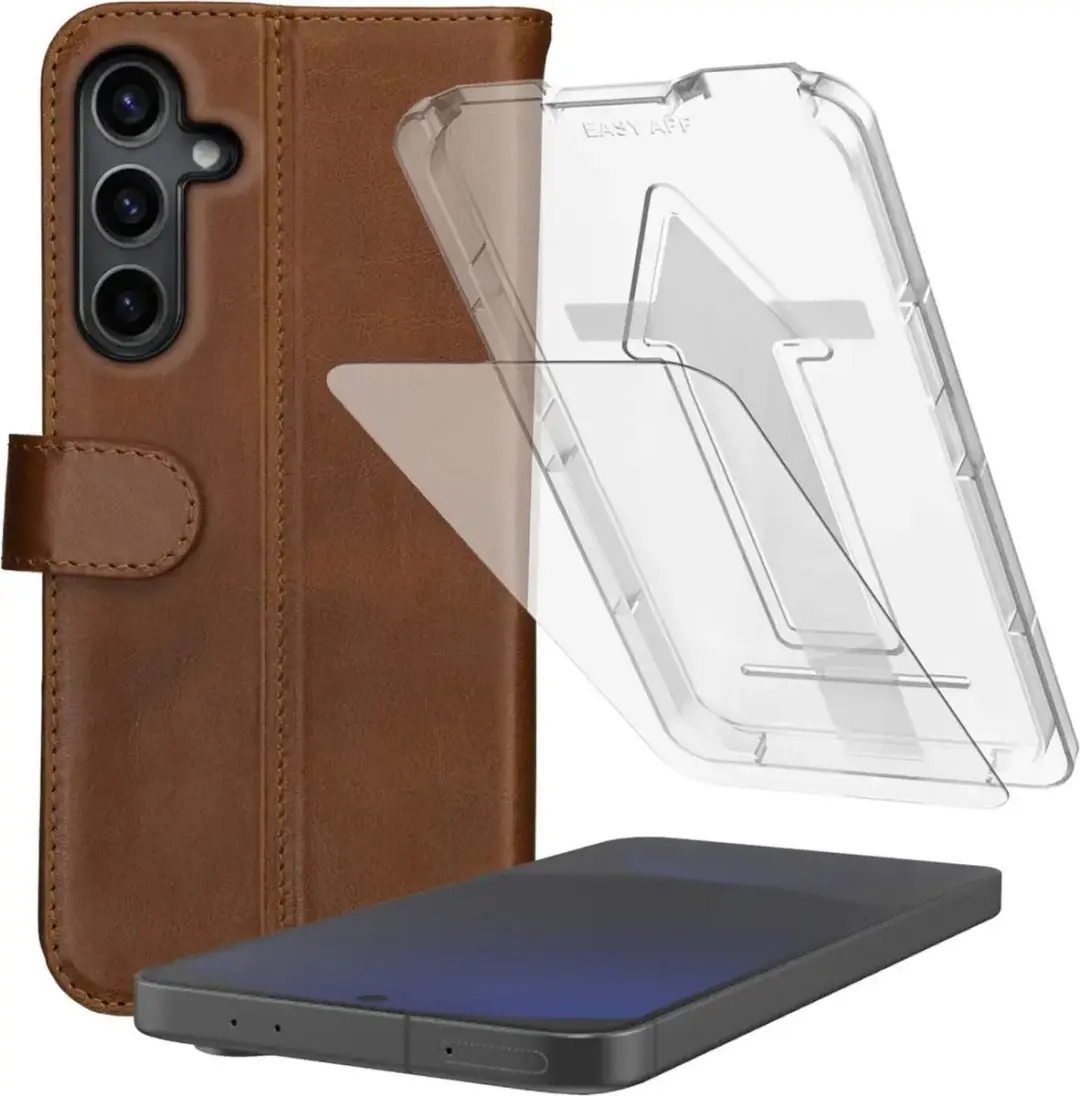 Rosso Deluxe Hoesje + 9H Tempered Glass Geschikt voor Samsung Galaxy S24 FE