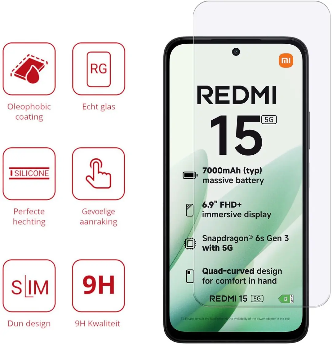 Rosso Screen Protector Xiaomi Redmi 15 5G/4G - 9H Hardheid