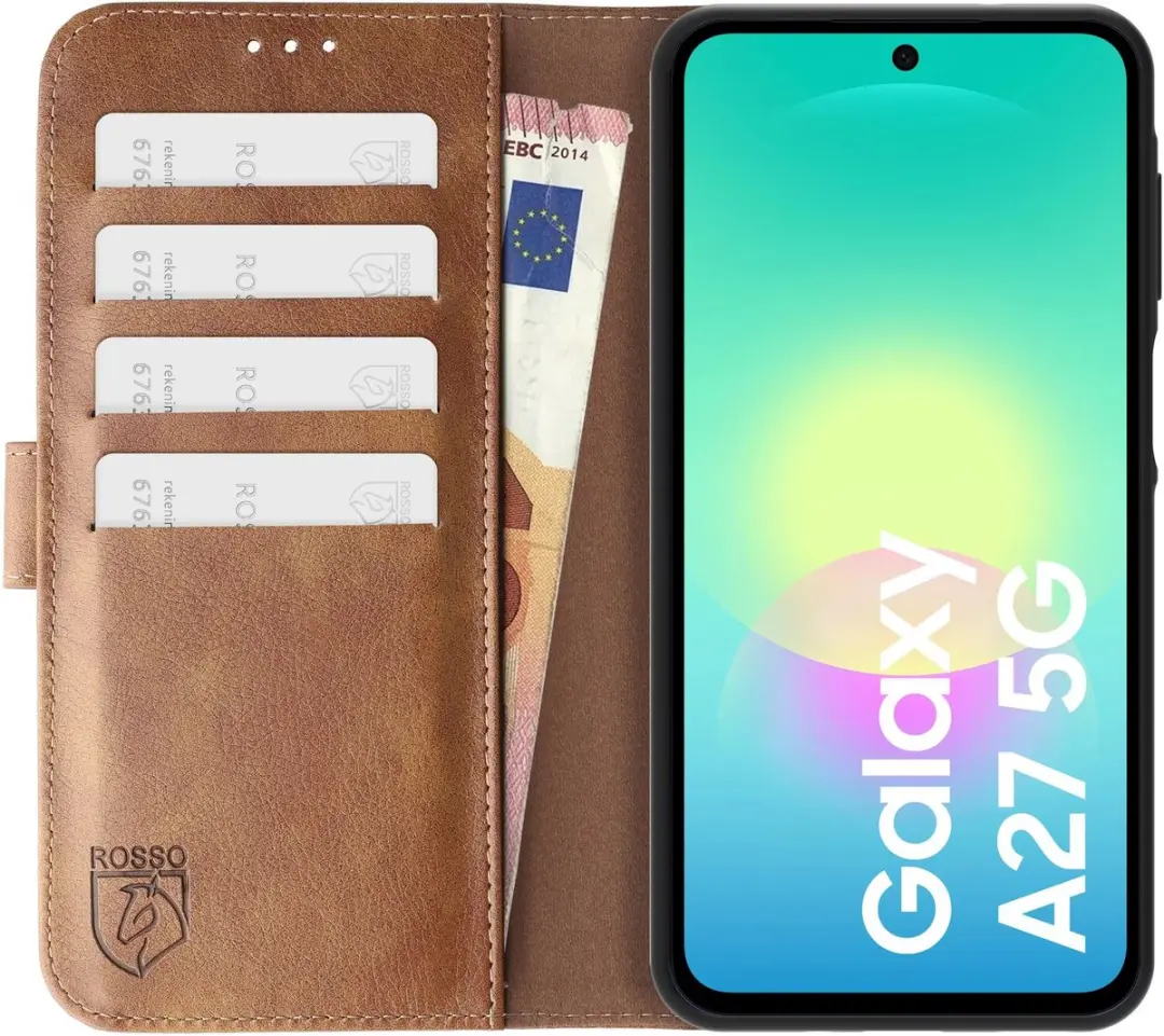 Rosso Element Wallet Book Case Samsung Galaxy A27 - 3 Pasjes - Bruin