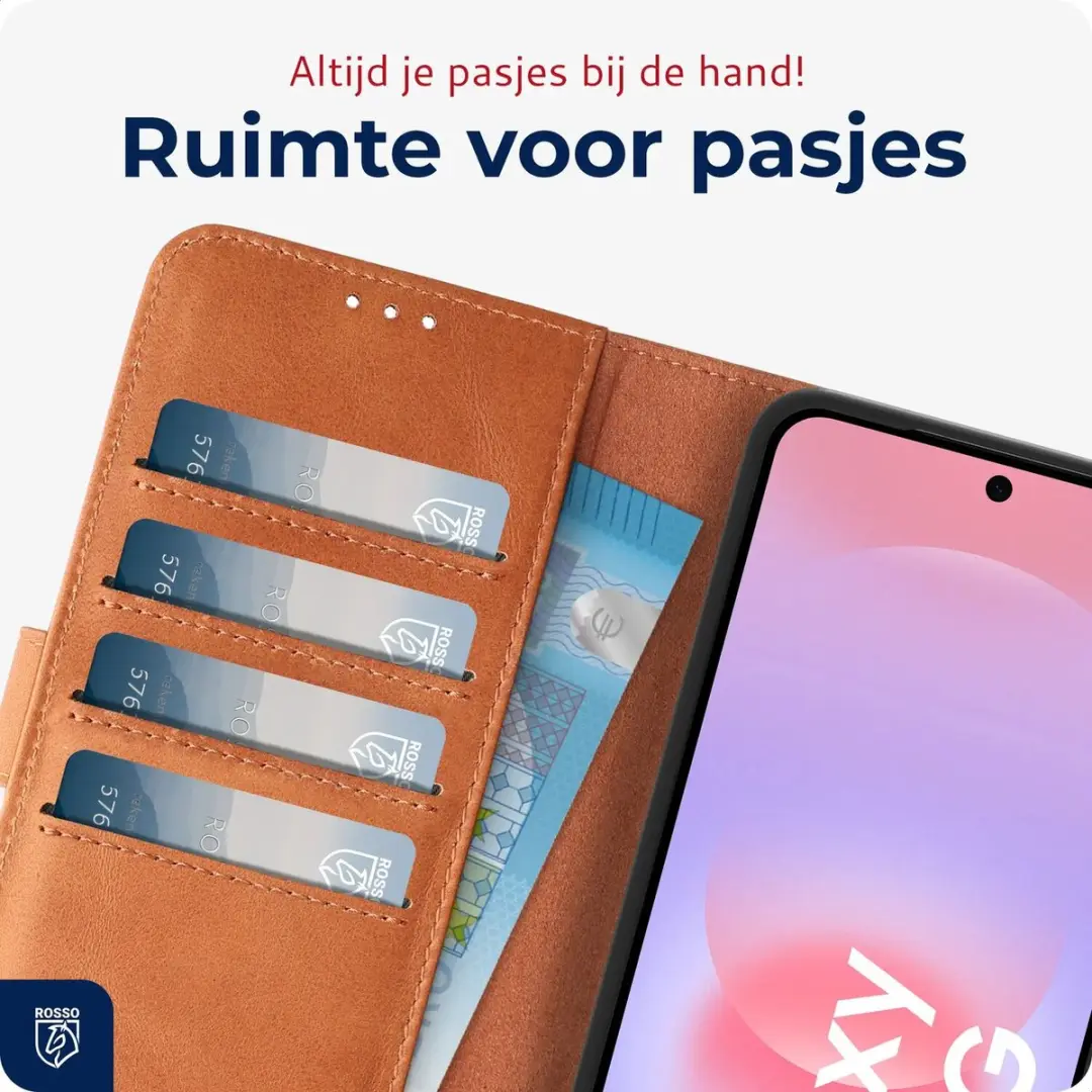 Rosso Deluxe Echt Leer Hoesje Samsung Galaxy A37 - 3 Pasjes - Bruin