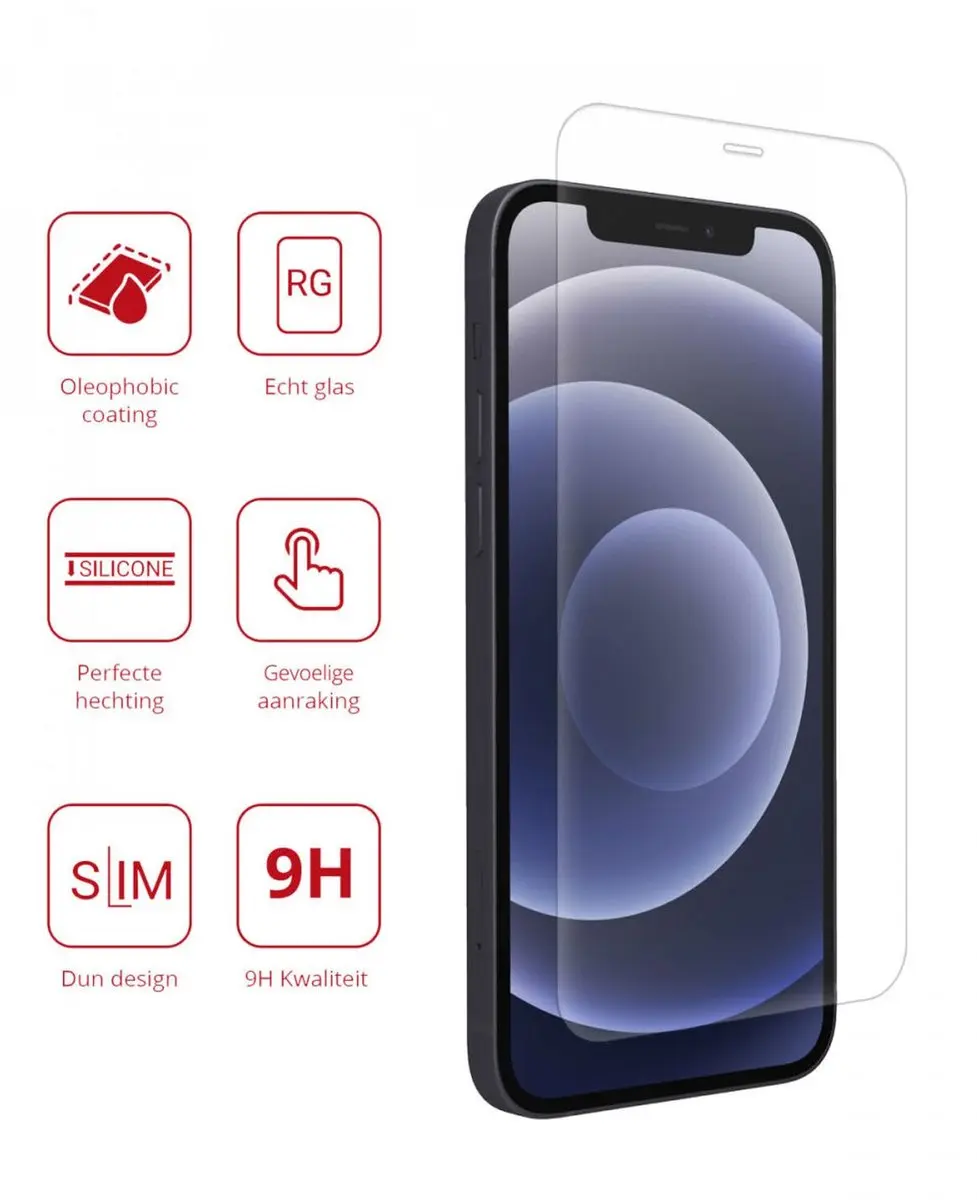 Rosso Screen Protector iPhone 12/12 Pro 9H Glasplaatje - 2 Stuks