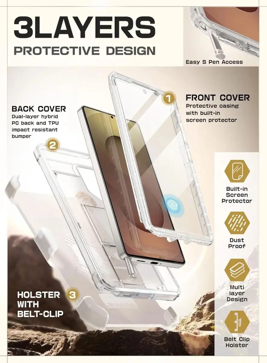 Supcase Unicorn Beetle Pro BACK-SPC-PRO-CL-S25U Hoesje - Samsung Galaxy S25 Ultra - Transparant