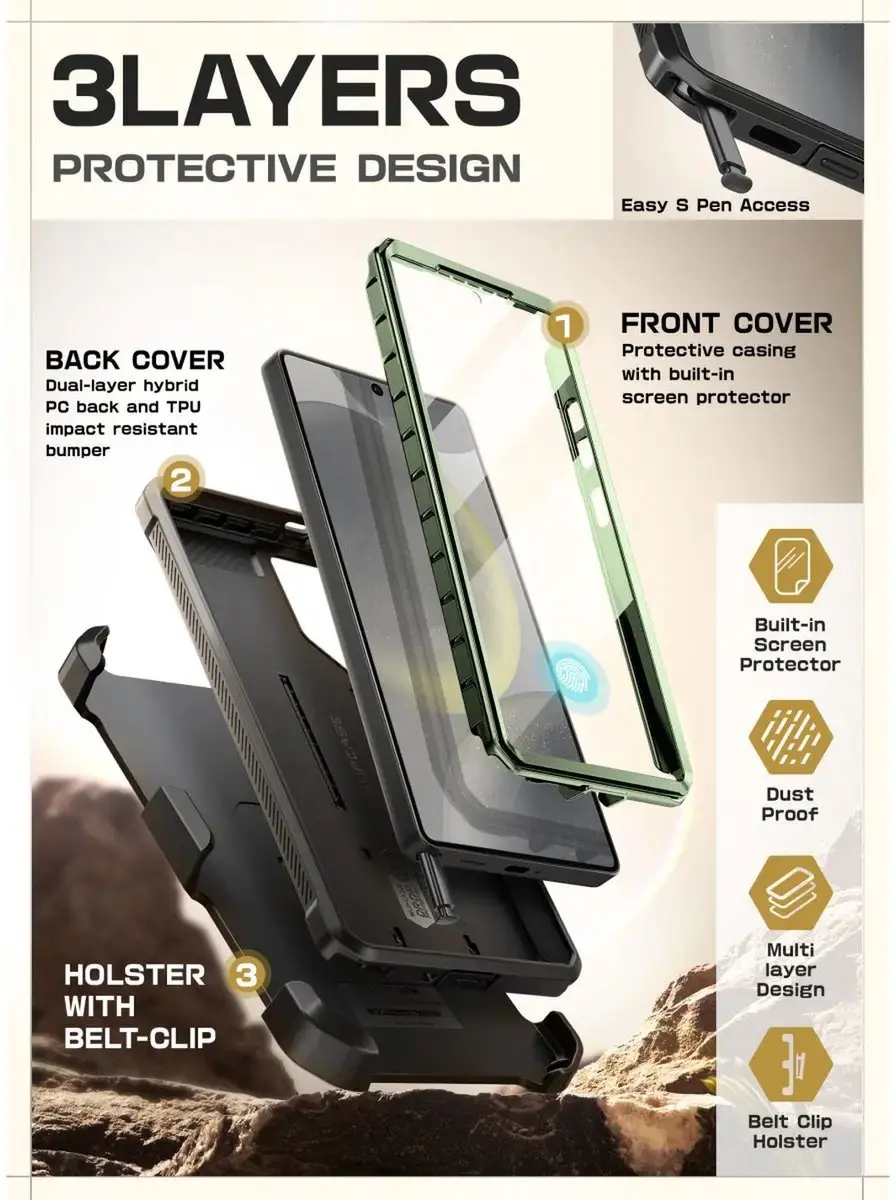 Supcase Unicorn Beetle Pro BACK-SPC-PRO-GN-S25U Hoesje - Groen - afbeelding 6 van 6