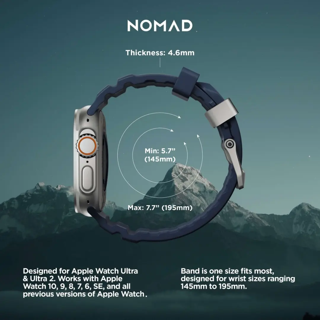 NOMAD Rocky Point Horlogeband - FKM Fluorelastomeer 45-49mm - Blauw