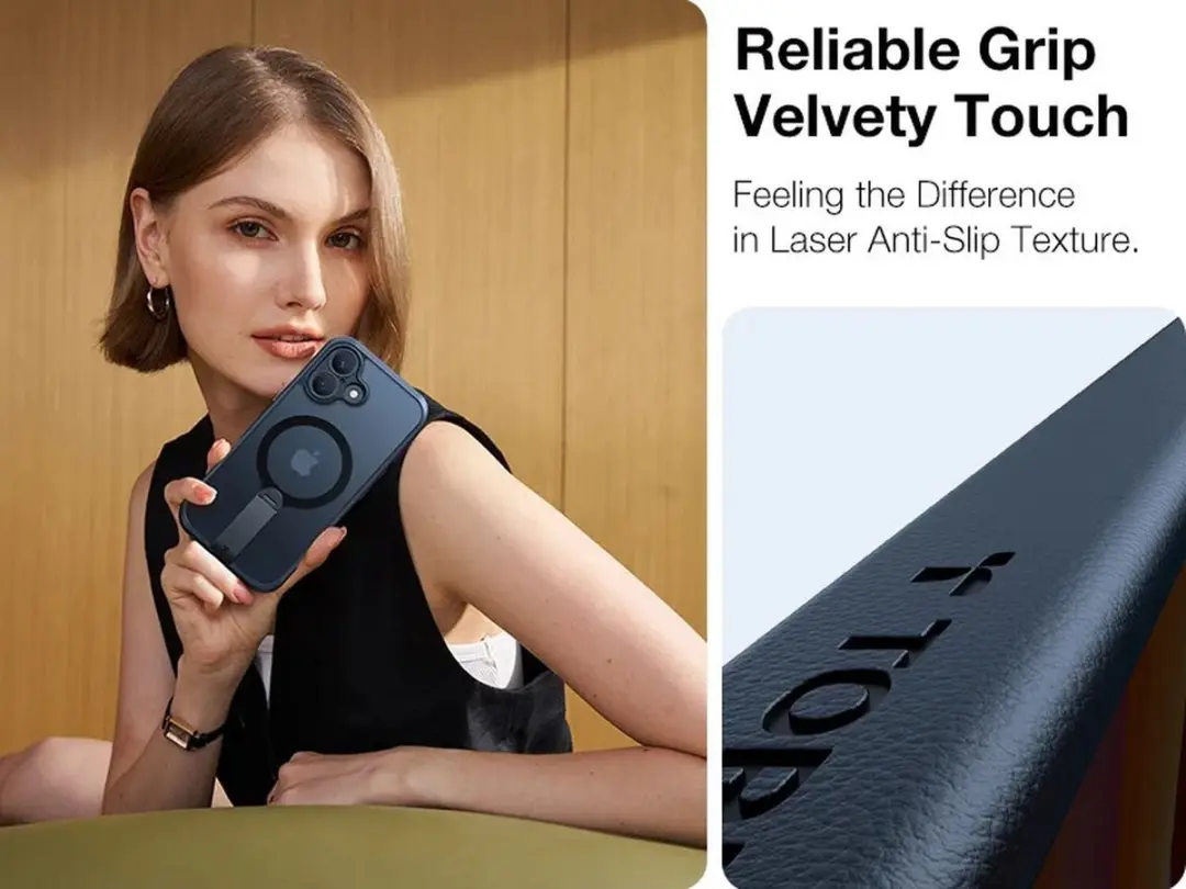 Torras UPro Pstand Spin Hoesje iPhone 16 Plus - Zwart - afbeelding 4 van 6
