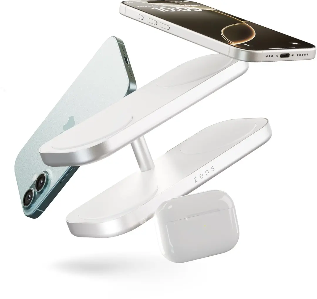 Zens Quattro Charger Pro 4 draadloze lader 4× Qi2 15 W MagSafe 4 apparaten tege
