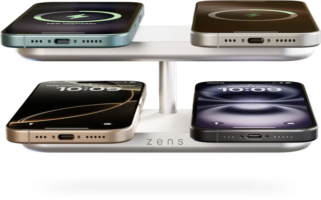 Zens Quattro Charger Pro 4x Qi2 15W MagSafe Lader - Wit - afbeelding 5 van 6