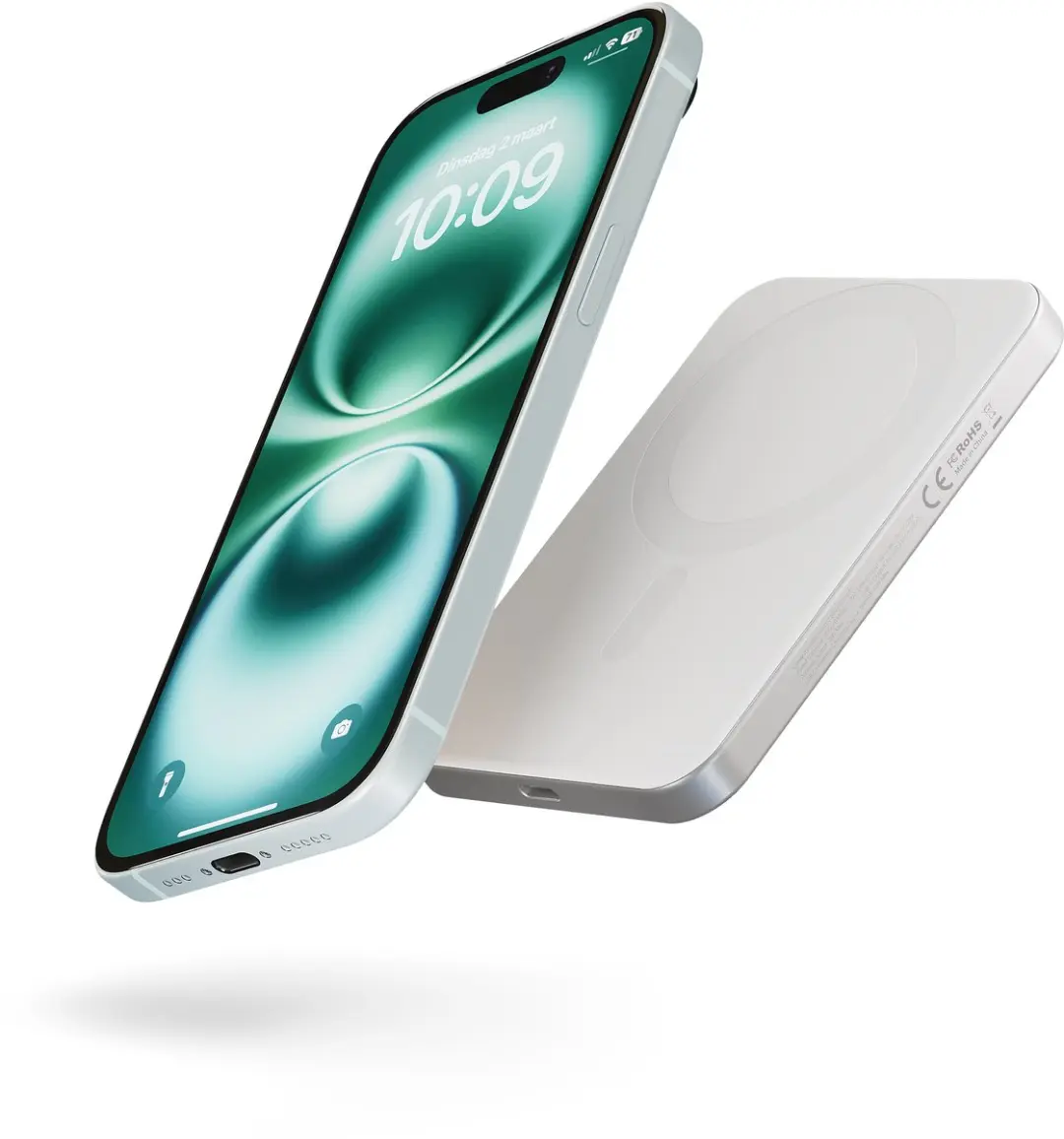 Zens Slim Aluminium Powerbank 5000 mAh 1× Qi2 15 W MagSafe magnetisch draadloze