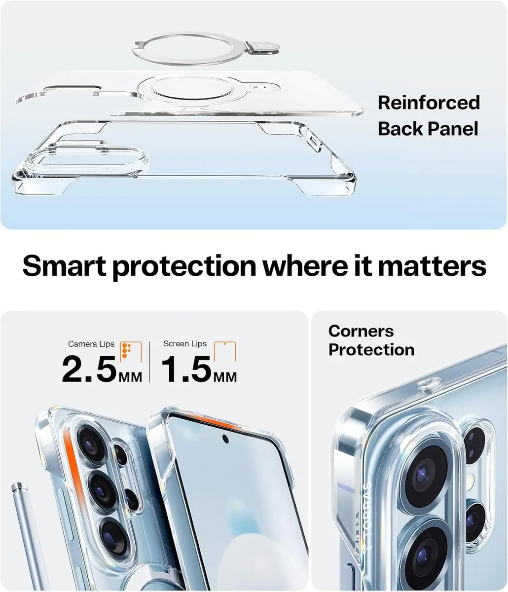 Torras Ostand Q1 Slim Hoesje Samsung Galaxy S26 Ultra - Transparant