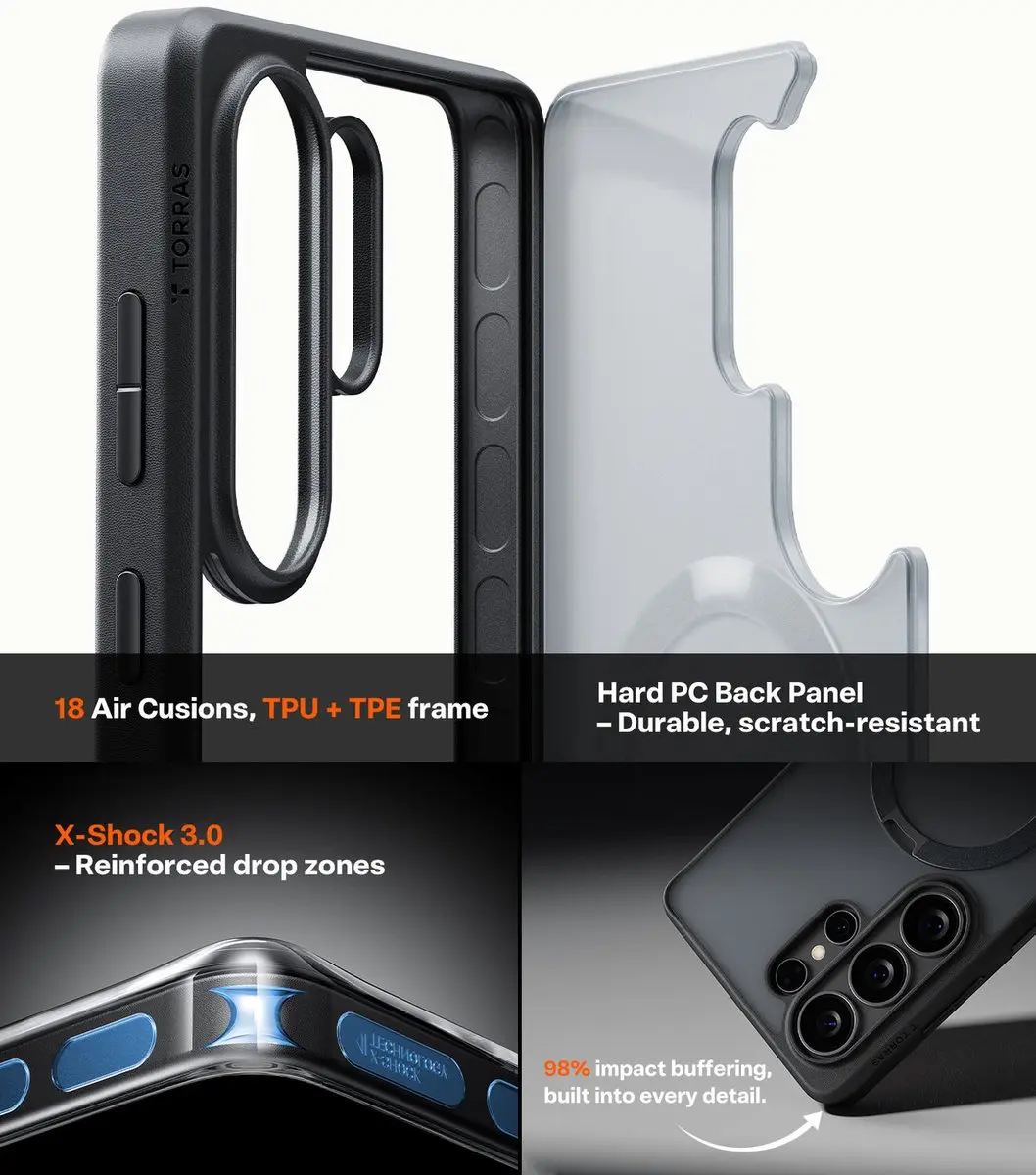 Torras UPro Ostand Spin Hoesje - Samsung Galaxy S26 Ultra - MagSafe/Zwart