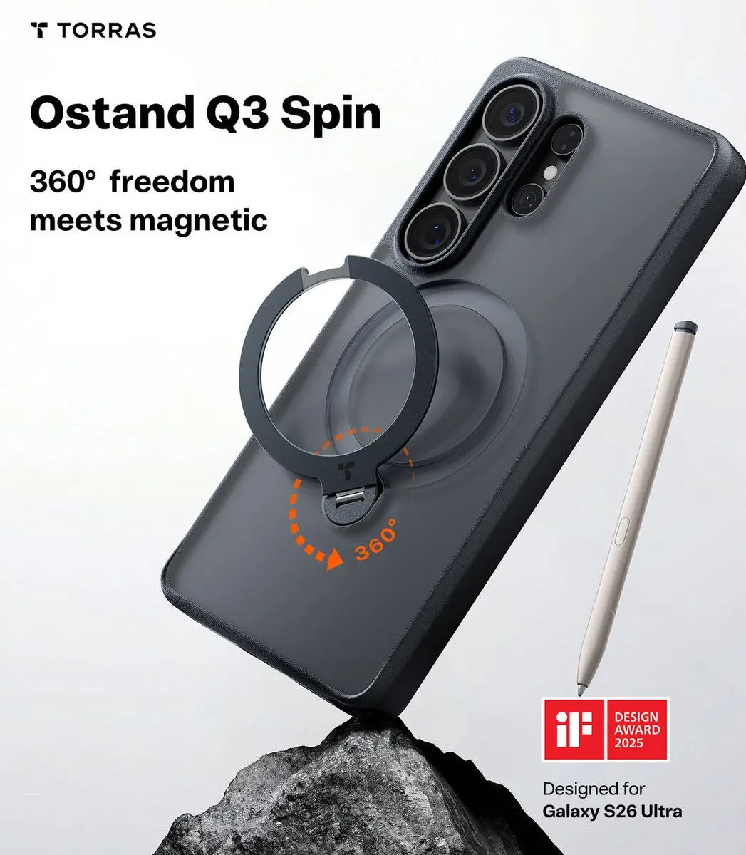 Torras UPro Ostand Spin Hoesje - Samsung Galaxy S26 Ultra - MagSafe/Zwart