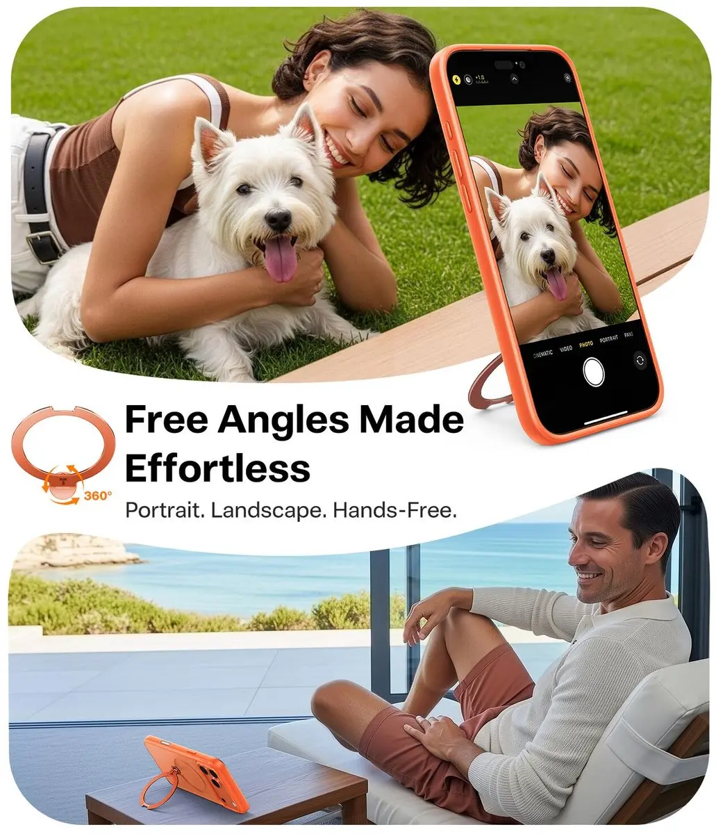 Torras UPro Ostand Spin Hoesje iPhone 17 Pro - Oranje